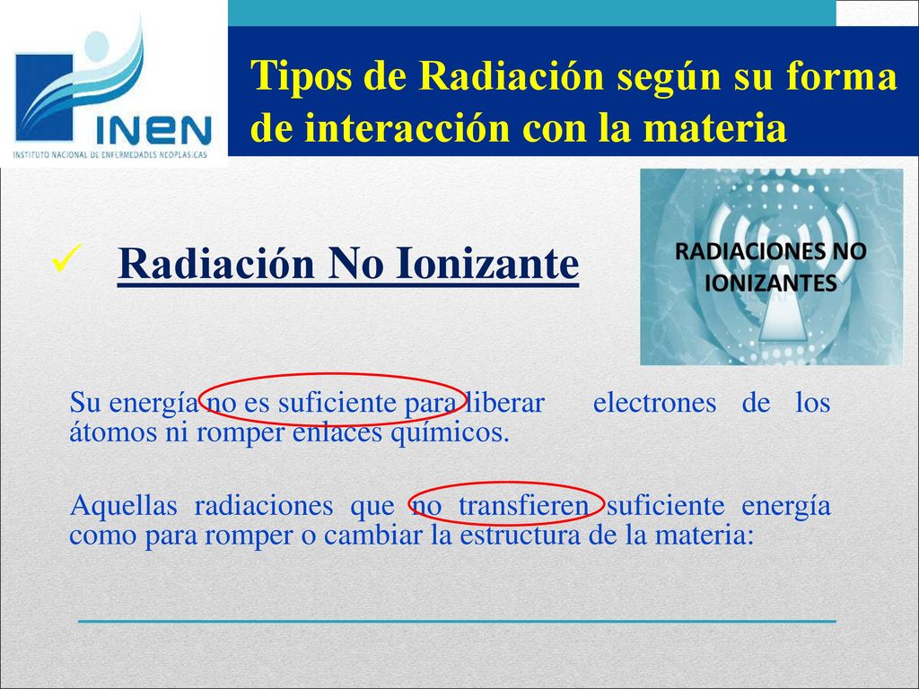 Tipos de Radiación según su forma de interacción con la materia