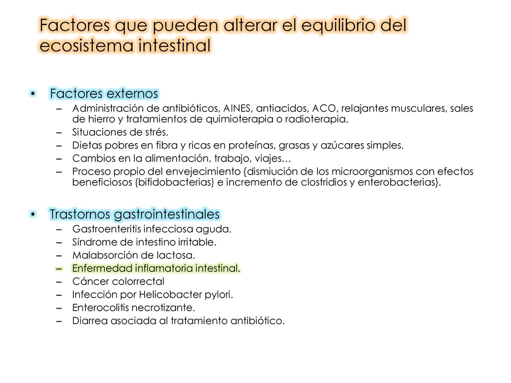 Factores que pueden alterar el equilibrio del ecosistema intestinal