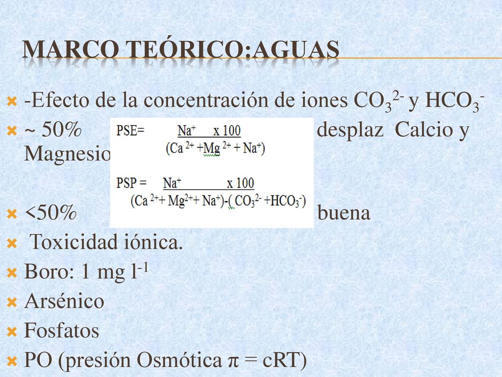 Marco teórico:AGUAS -Efecto de la concentración de iones CO32- y HCO3-