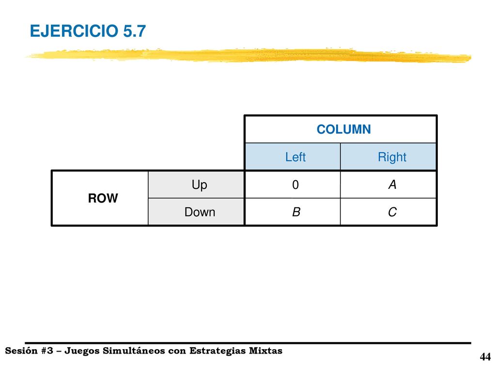 EJERCICIO 5.7 COLUMN Left Right Up A ROW Down B C