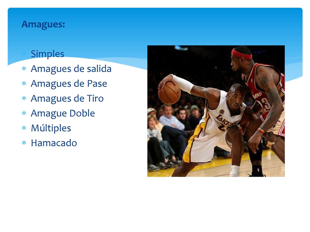 Amagues: Simples Amagues de salida Amagues de Pase Amagues de Tiro Amague Doble Múltiples Hamacado