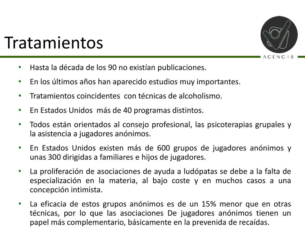 Tratamientos Hasta la década de los 90 no existían publicaciones.