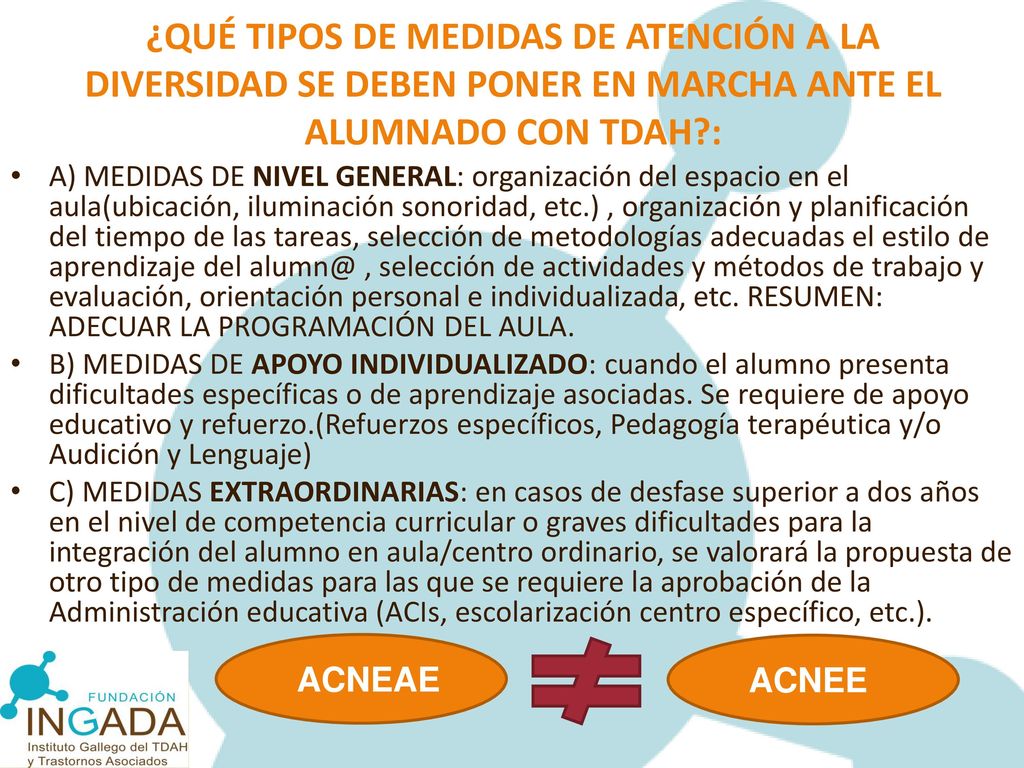 ¿QUÉ TIPOS DE MEDIDAS DE ATENCIÓN A LA DIVERSIDAD SE DEBEN PONER EN MARCHA ANTE EL ALUMNADO CON TDAH :