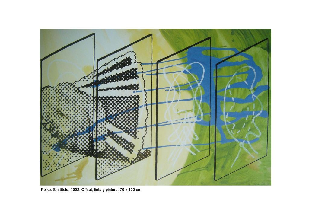 Polke. Sin título, Offset, tinta y pintura. 70 x 100 cm