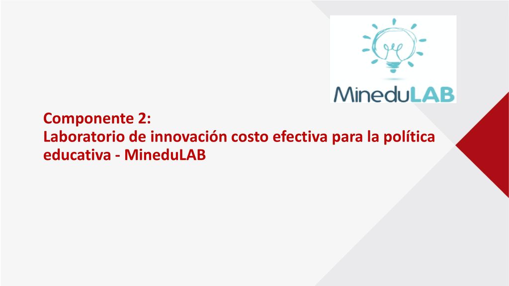 Componente 2: Laboratorio de innovación costo efectiva para la política educativa - MineduLAB