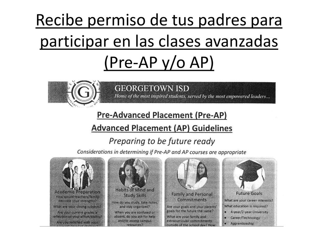 Completa el formulario de la selección de cursos con tus padres y devuélvelo a la escuela *(Hay un formulario de compromiso también)