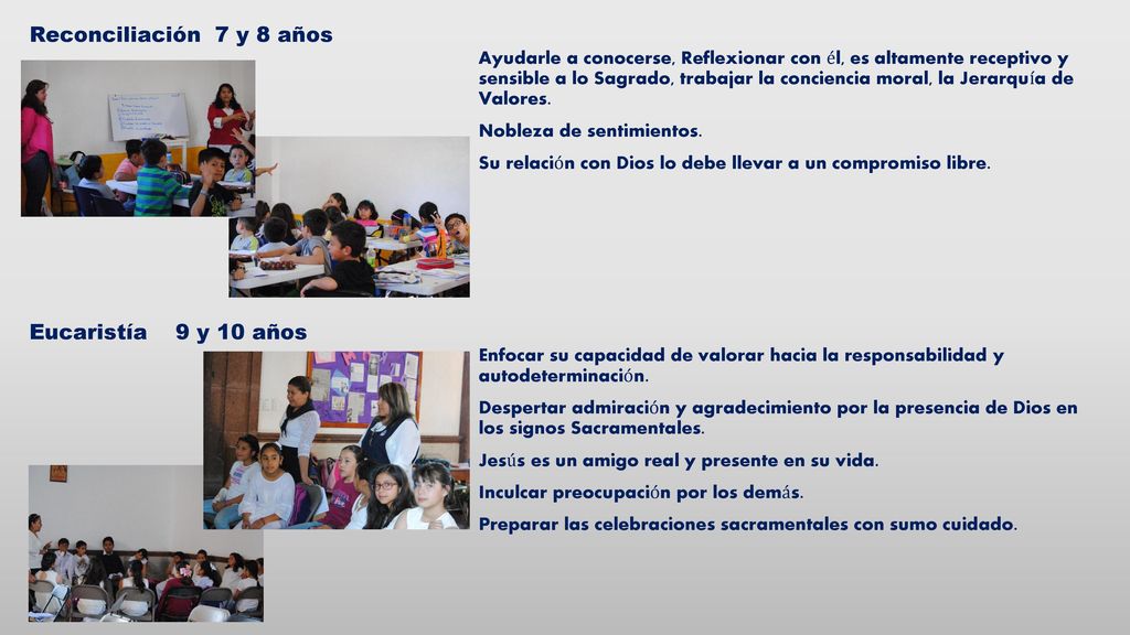 Reconciliación 7 y 8 años Eucaristía 9 y 10 años