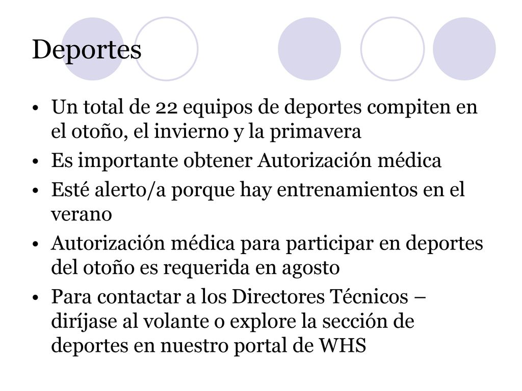Deportes Un total de 22 equipos de deportes compiten en el otoño, el invierno y la primavera. Es importante obtener Autorización médica.