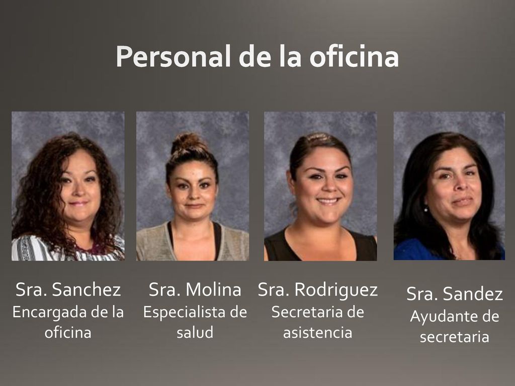 Personal de la oficina Sra. Sanchez Sra. Molina Sra. Rodriguez