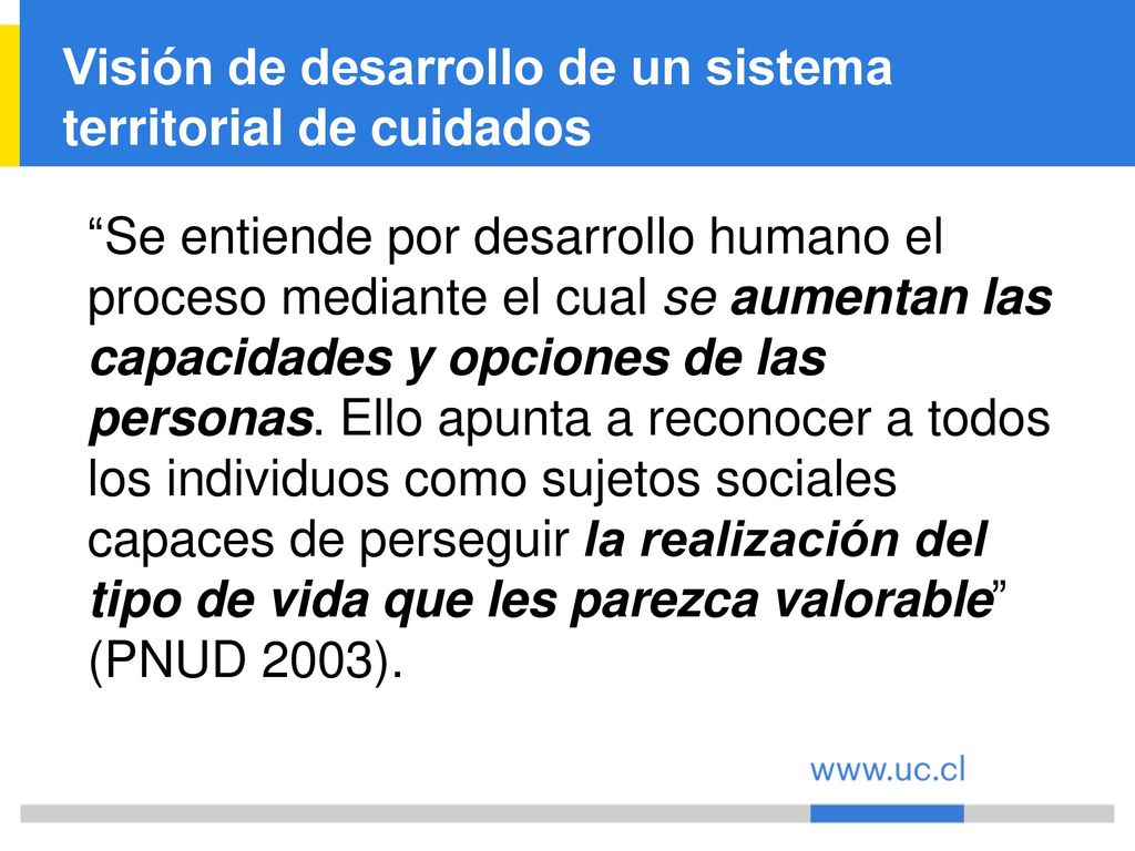Visión de desarrollo de un sistema territorial de cuidados