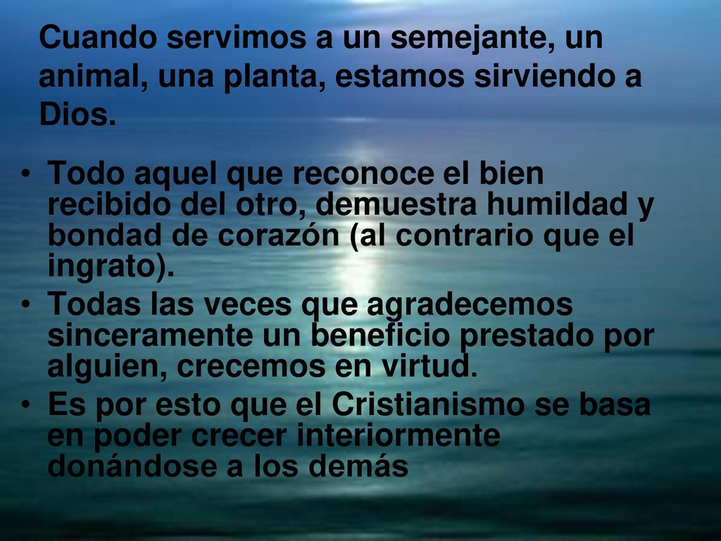 Cuando servimos a un semejante, un animal, una planta, estamos sirviendo a Dios.