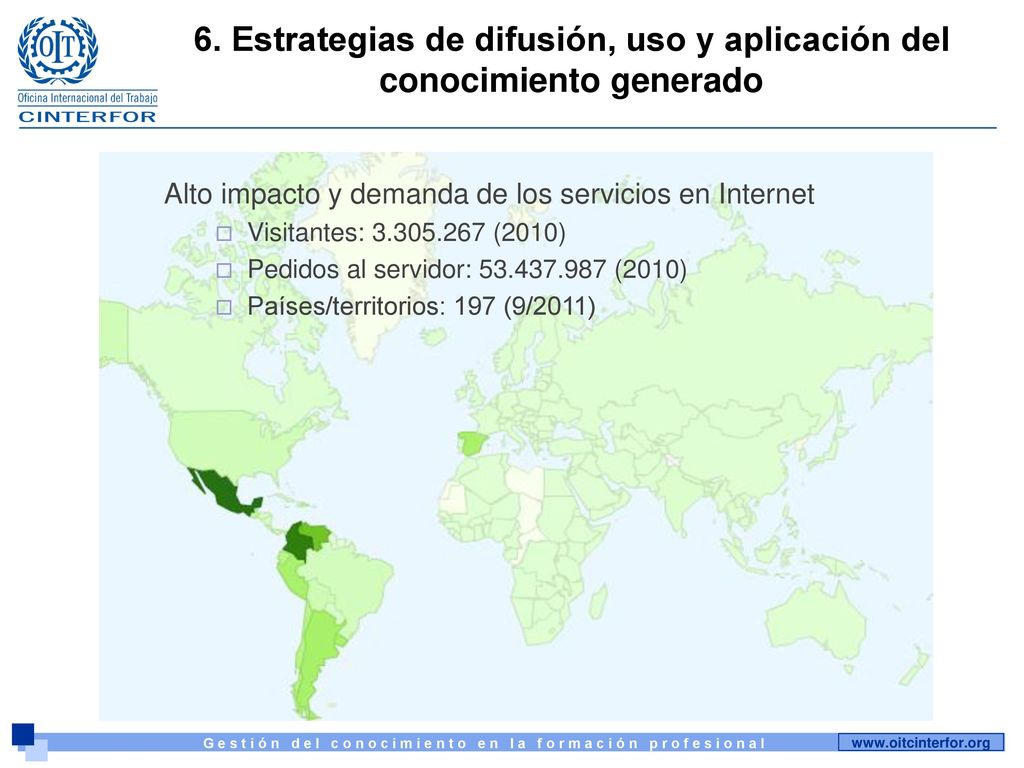 6. Estrategias de difusión, uso y aplicación del conocimiento generado