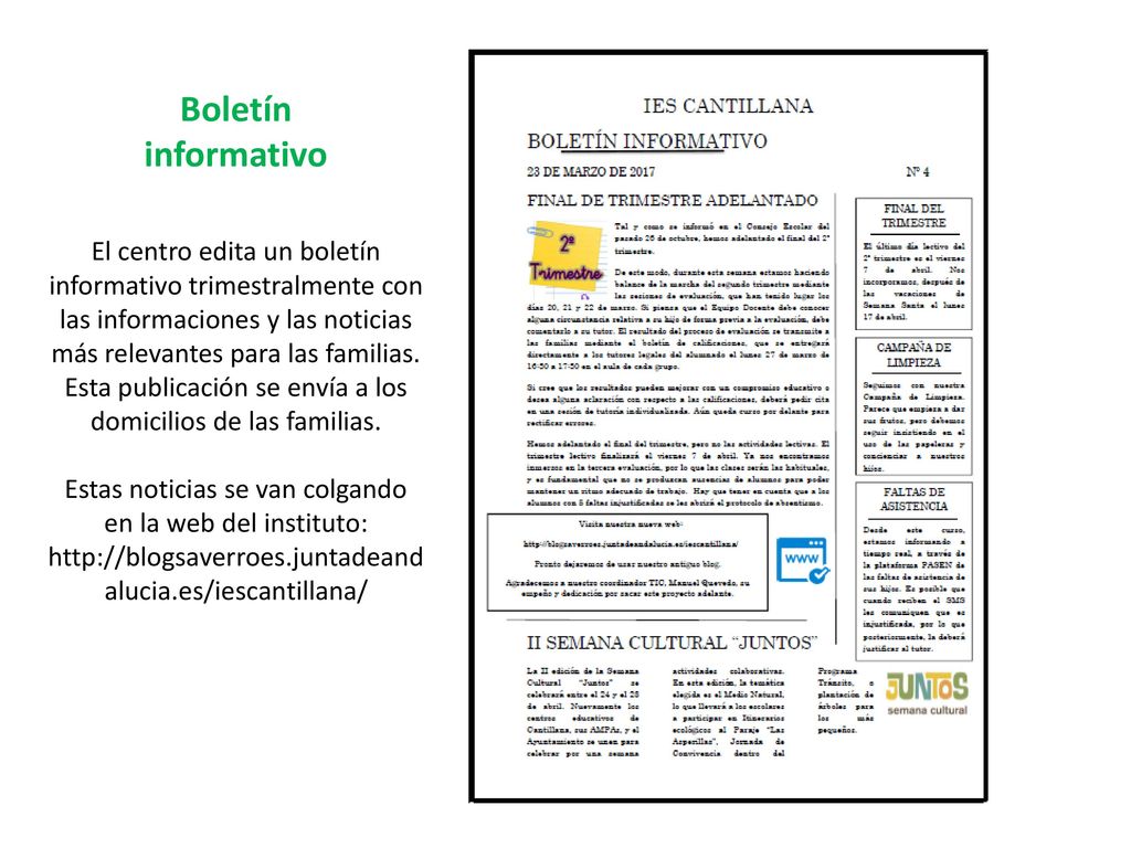 Estas noticias se van colgando en la web del instituto: