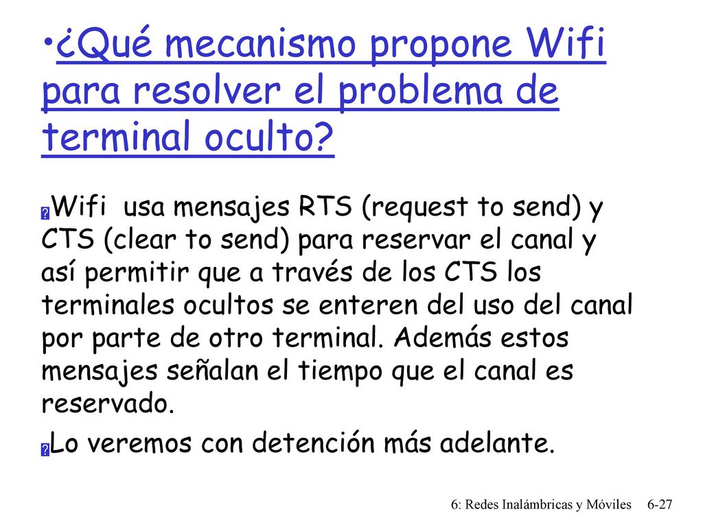 ¿Qué mecanismo propone Wifi para resolver el problema de terminal oculto