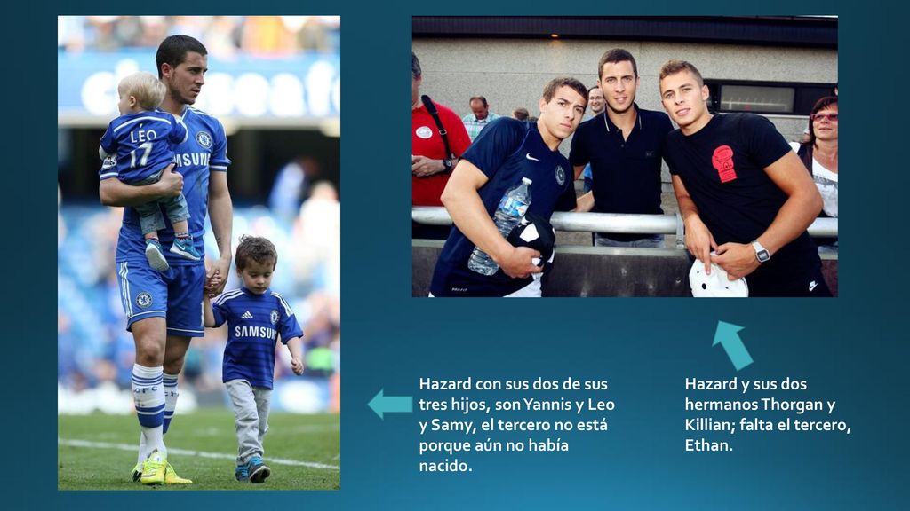 Hazard con sus dos de sus tres hijos, son Yannis y Leo y Samy, el tercero no está porque aún no había nacido.