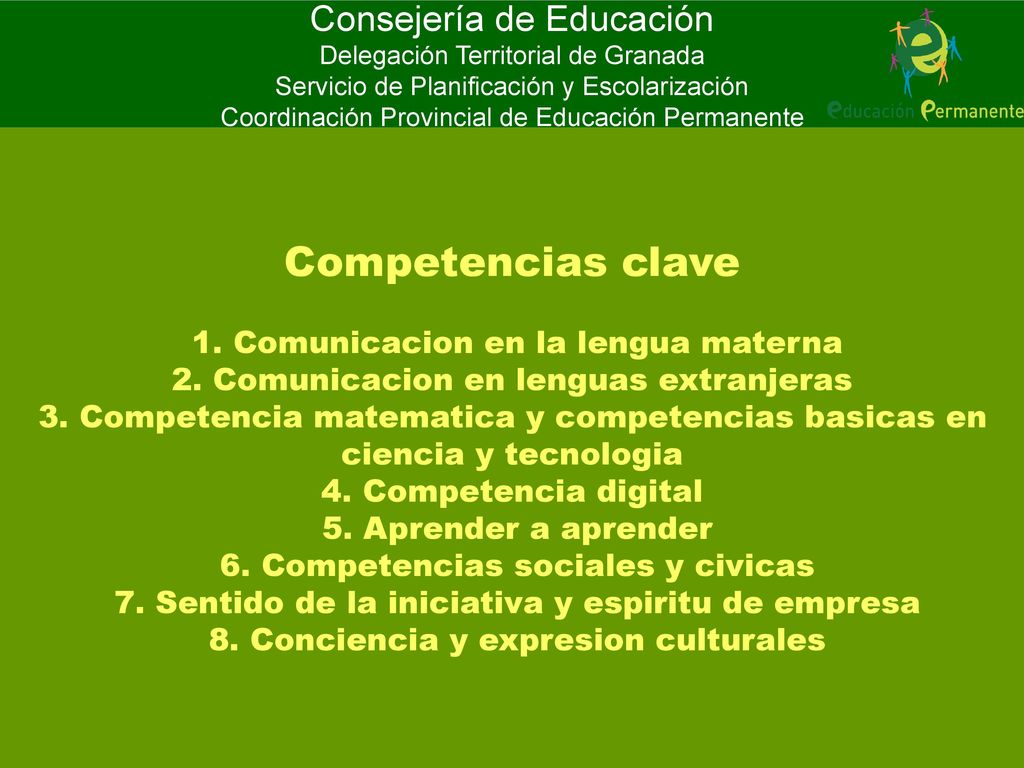 Consejería de Educación Delegación Territorial de Granada Servicio de Planificación y Escolarización Coordinación Provincial de Educación Permanente