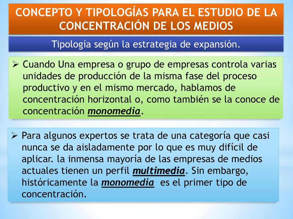 Tipología según la estrategia de expansión.