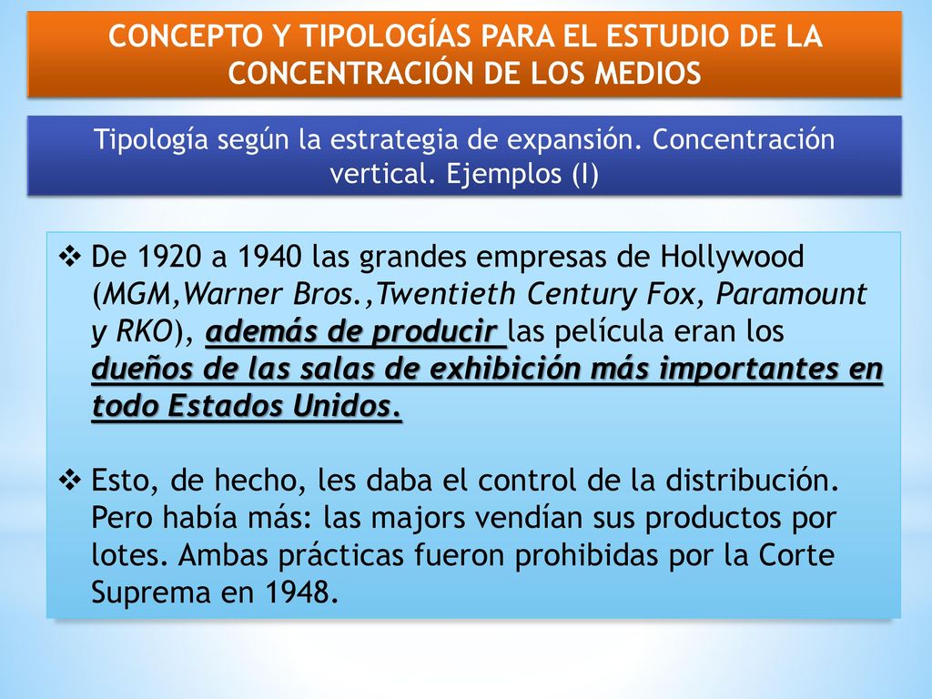 Concepto y tipologías para el estudio de la concentración DE LOS MEDIOS