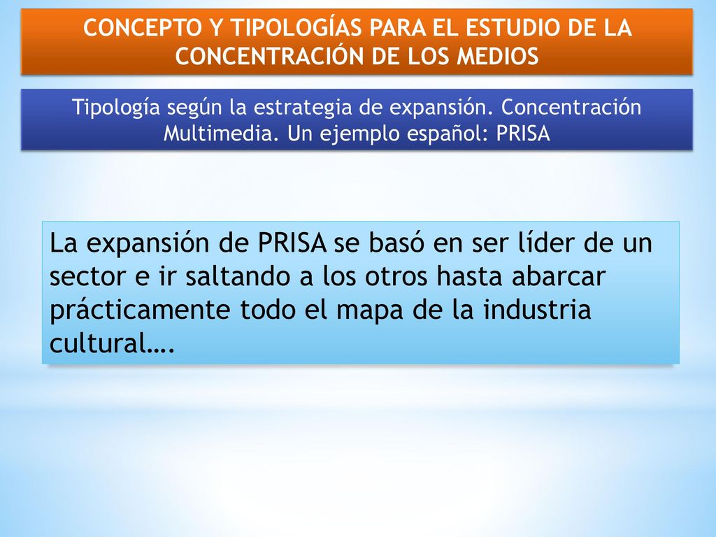 Concepto y tipologías para el estudio de la concentración DE LOS MEDIOS