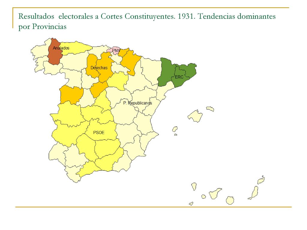 Resultados electorales a Cortes Constituyentes. 1931