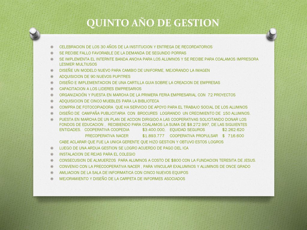 QUINTO AÑO DE GESTION CELEBRACION DE LOS 30 AÑOS DE LA INSTITUCION Y ENTREGA DE RECORDATORIOS.