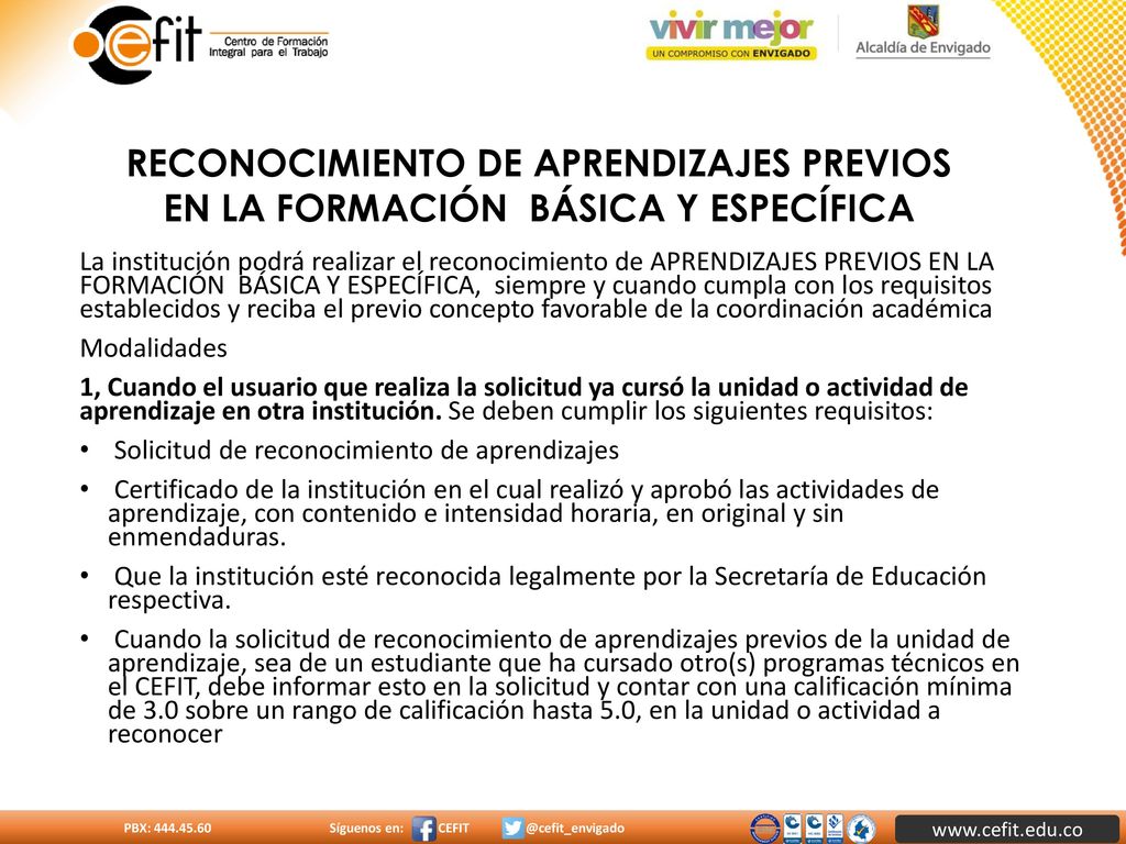 RECONOCIMIENTO DE APRENDIZAJES PREVIOS EN LA FORMACIÓN BÁSICA Y ESPECÍFICA