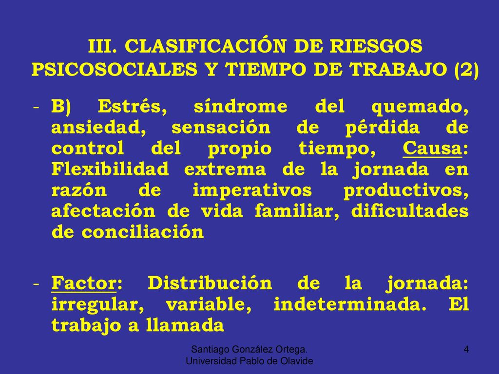 III. CLASIFICACIÓN DE RIESGOS PSICOSOCIALES Y TIEMPO DE TRABAJO (2)