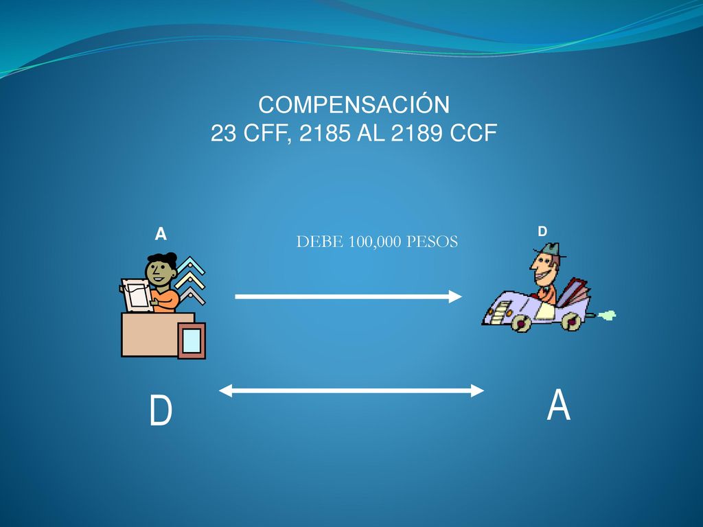 COMPENSACIÓN 23 CFF, 2185 AL 2189 CCF A D DEBE 100,000 PESOS A D