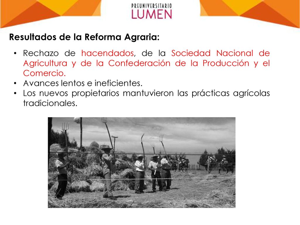 Resultados de la Reforma Agraria: