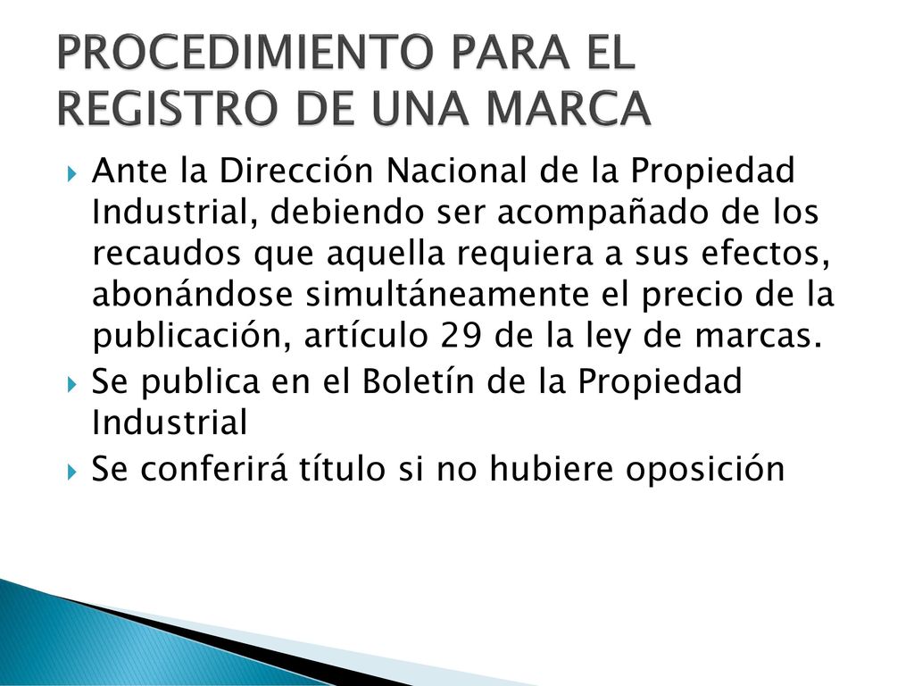 PROCEDIMIENTO PARA EL REGISTRO DE UNA MARCA