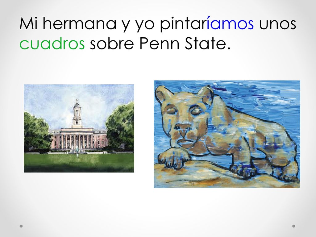Mi hermana y yo pintaríamos unos cuadros sobre Penn State.