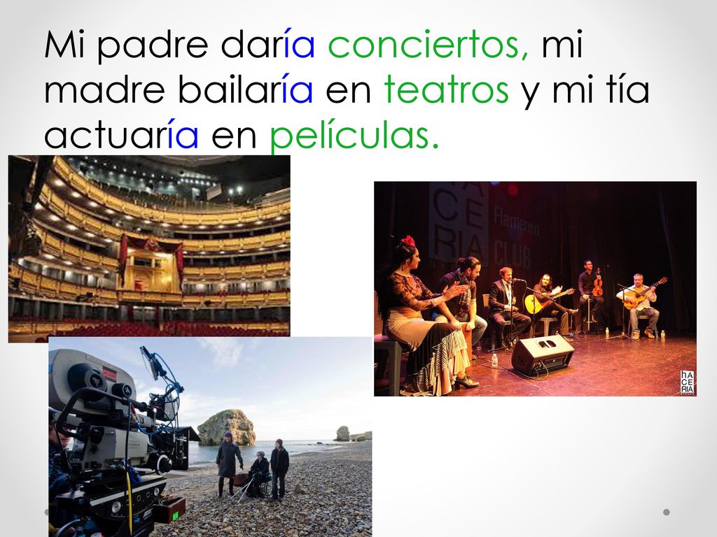 Mi padre daría conciertos, mi madre bailaría en teatros y mi tía actuaría en películas.