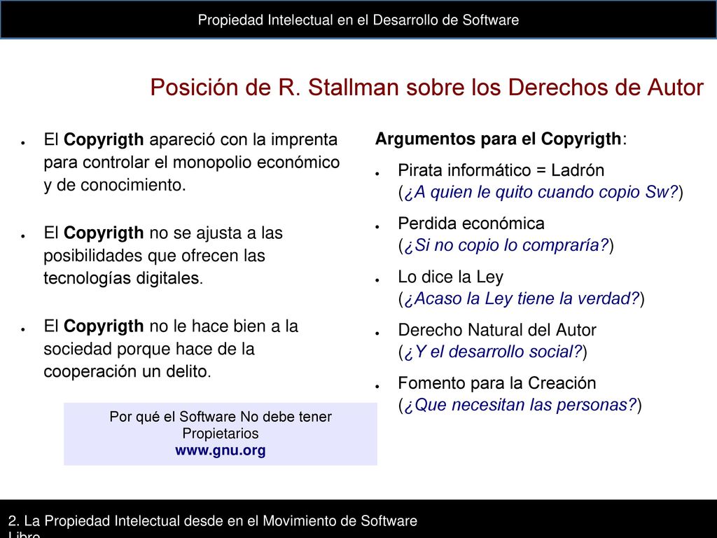 Posición de R. Stallman sobre los Derechos de Autor
