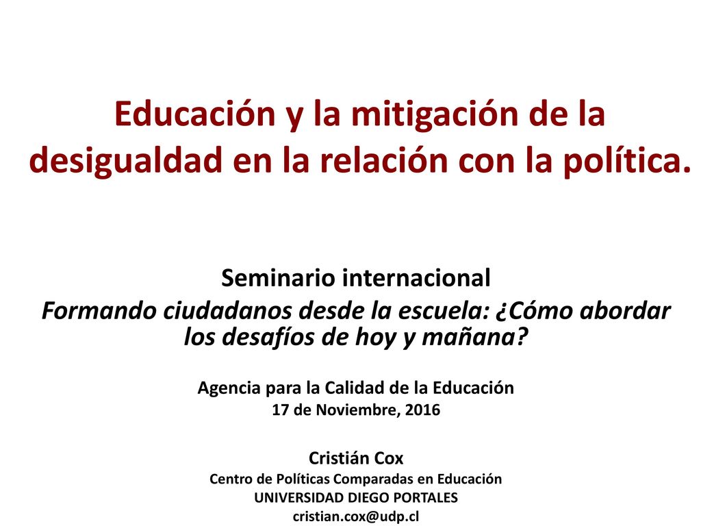 Educación y la mitigación de la desigualdad en la relación con la política.
