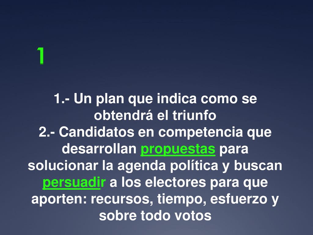 1.- Un plan que indica como se obtendrá el triunfo