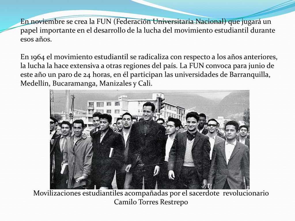 En noviembre se crea la FUN (Federación Universitaria Nacional) que jugará un papel importante en el desarrollo de la lucha del movimiento estudiantil durante esos años.
