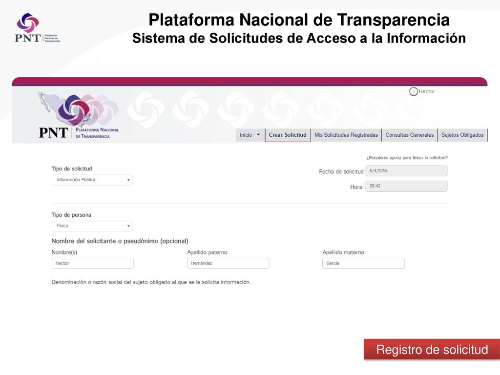 Plataforma Nacional de Transparencia Sistema de Solicitudes de Acceso a la Información