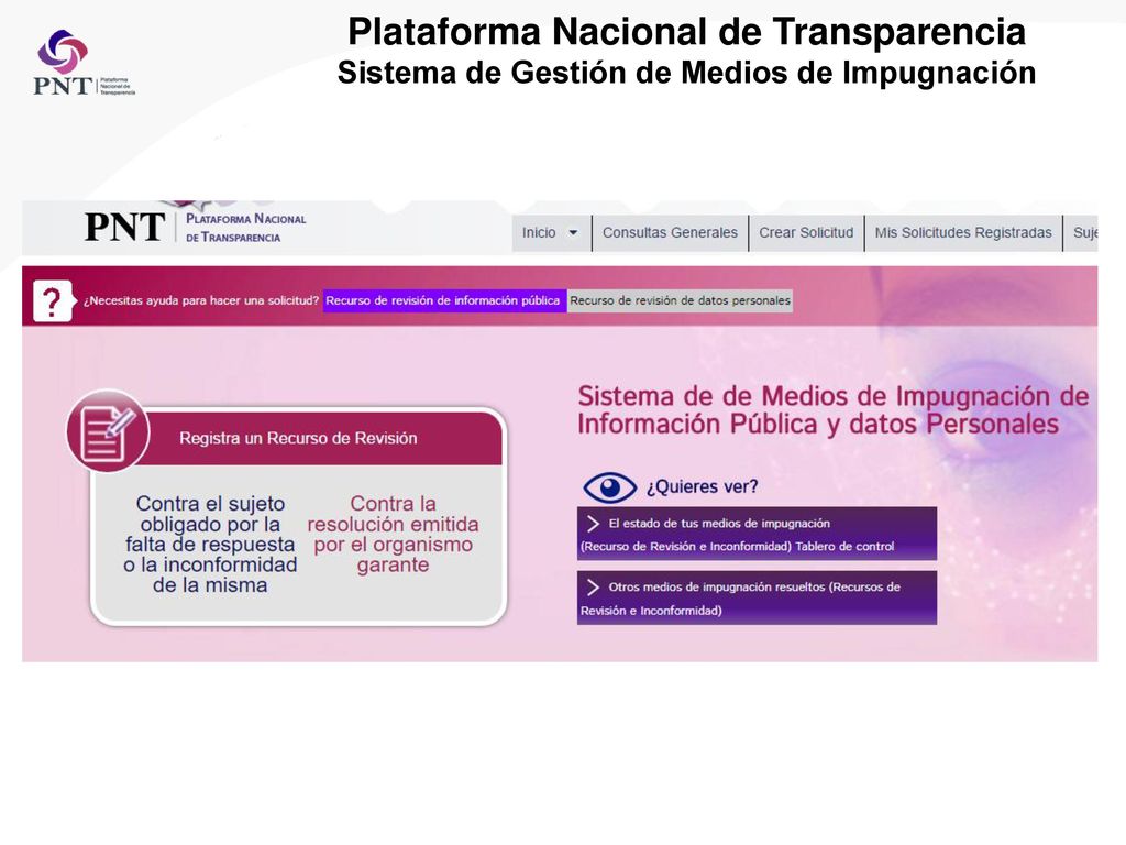 Plataforma Nacional de Transparencia Sistema de Gestión de Medios de Impugnación