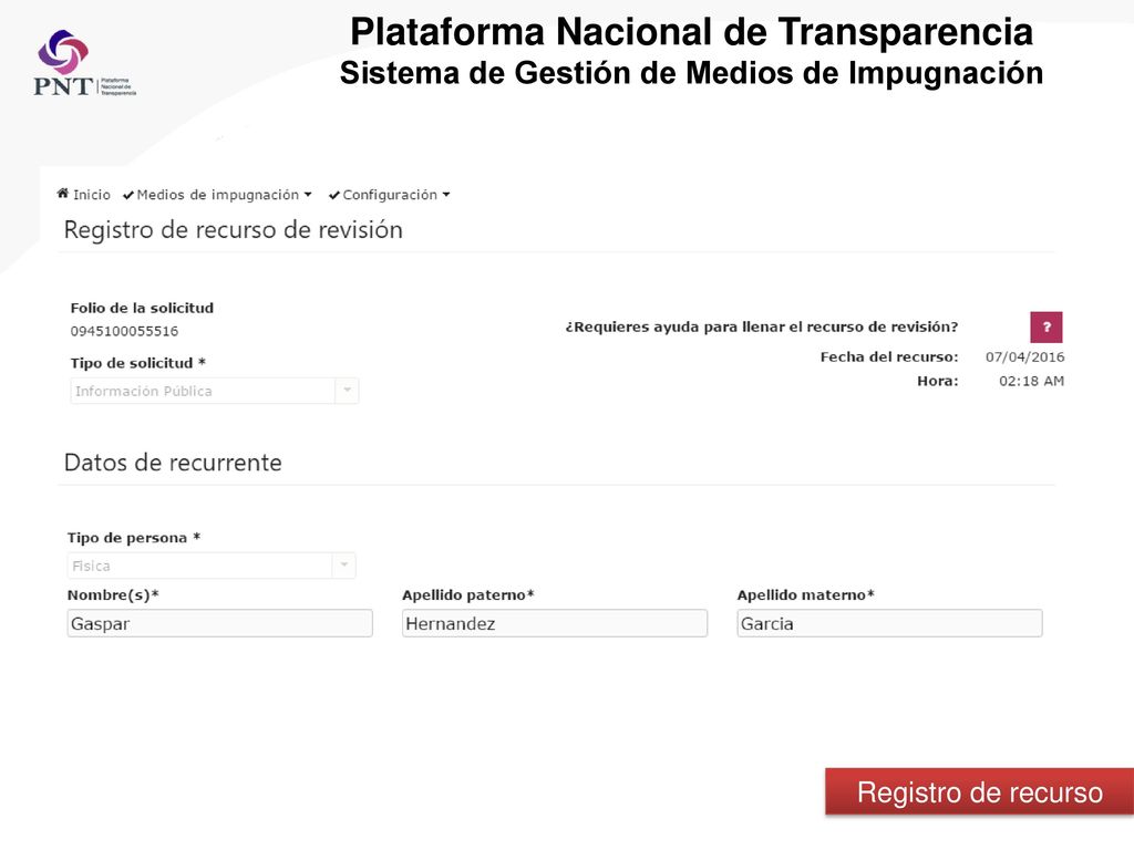Plataforma Nacional de Transparencia Sistema de Gestión de Medios de Impugnación