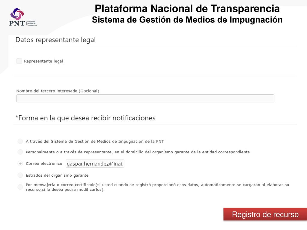 Plataforma Nacional de Transparencia Sistema de Gestión de Medios de Impugnación