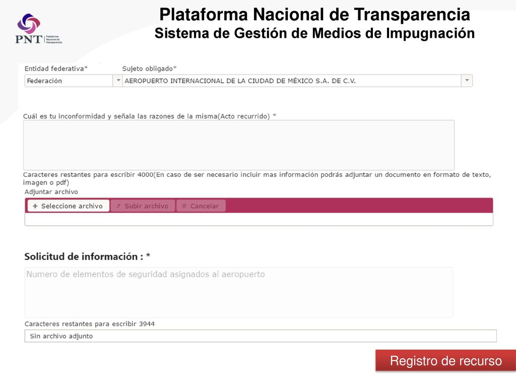 Plataforma Nacional de Transparencia Sistema de Gestión de Medios de Impugnación