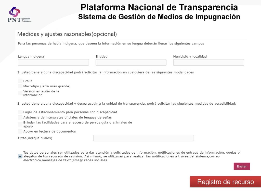 Plataforma Nacional de Transparencia Sistema de Gestión de Medios de Impugnación