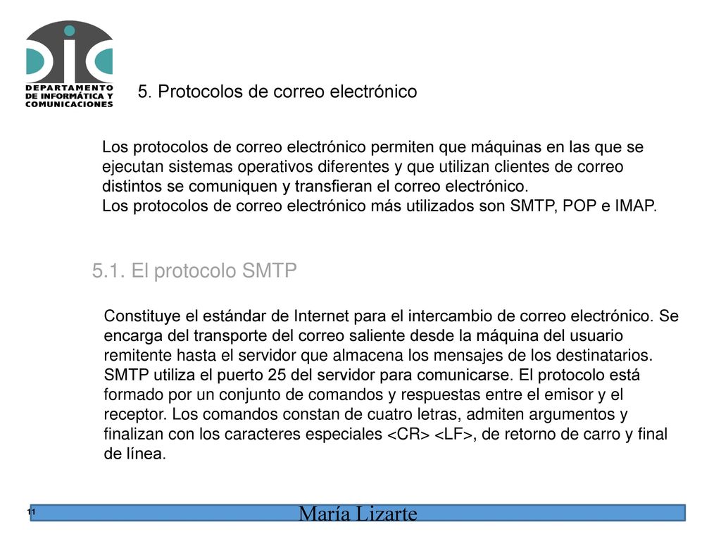 5.1. El protocolo SMTP 5. Protocolos de correo electrónico