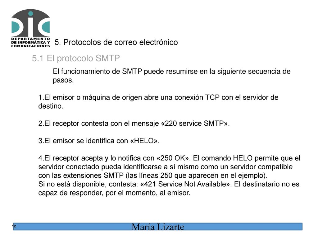 5.1 El protocolo SMTP 5. Protocolos de correo electrónico