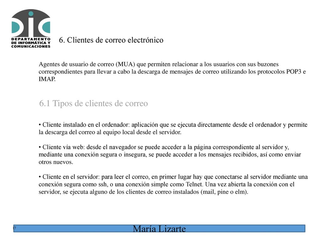 6.1 Tipos de clientes de correo