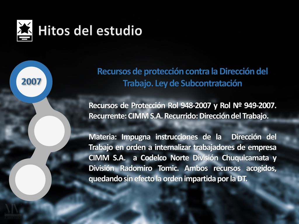 Hitos del estudio Recursos de protección contra la Dirección del Trabajo. Ley de Subcontratación.
