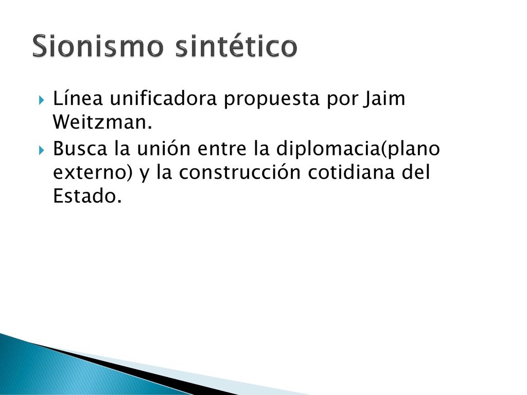 Sionismo sintético Línea unificadora propuesta por Jaim Weitzman.