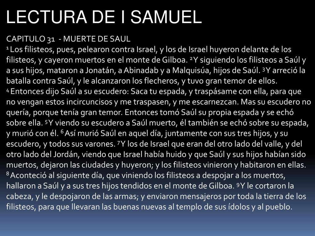 LECTURA DE I SAMUEL CAPITULO 31 - MUERTE DE SAUL