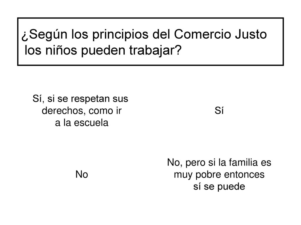 ¿Según los principios del Comercio Justo los niños pueden trabajar