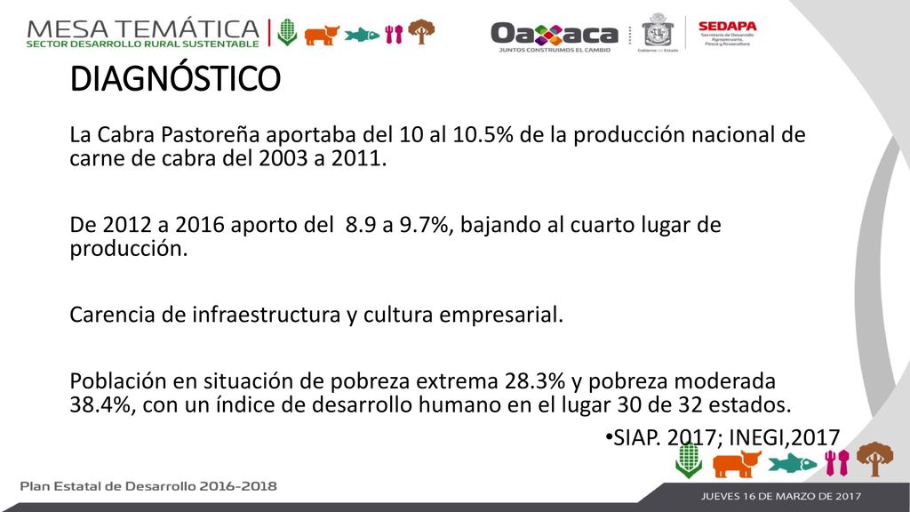 DIAGNÓSTICO La Cabra Pastoreña aportaba del 10 al 10.5% de la producción nacional de carne de cabra del 2003 a
